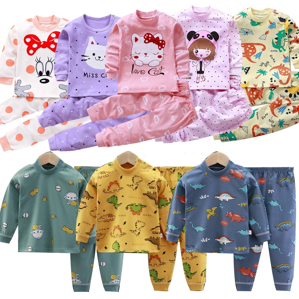 Children Pajamas Baby Clothing Set Kids Unicorn Cartoon Sleepwear Autumn Cotton Nightwear Boys Girls Animal Pyjamas Pijamas Set