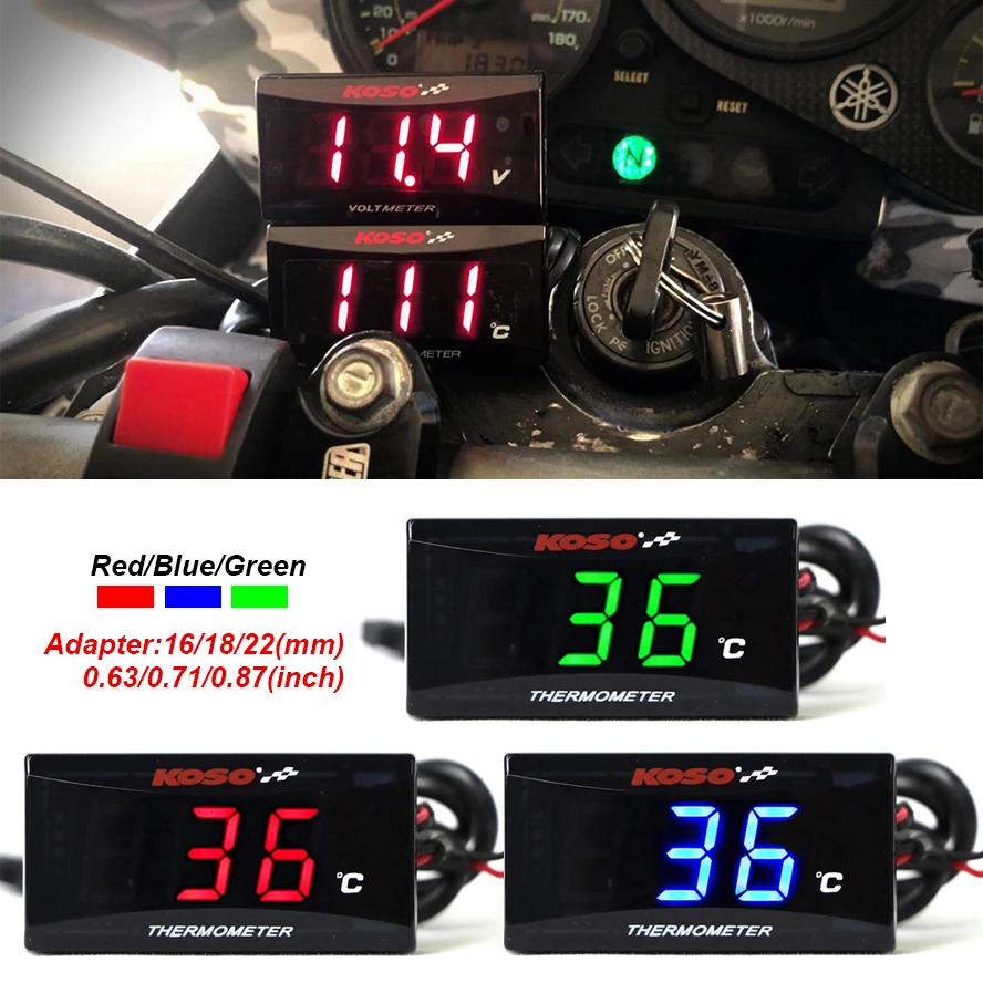 Motorcycle KOSO Water Temperature Mini Meter For XMAX250 300 NMAX CB 400 CB500X Sensor Water Temp Adapter Scooter And Racing