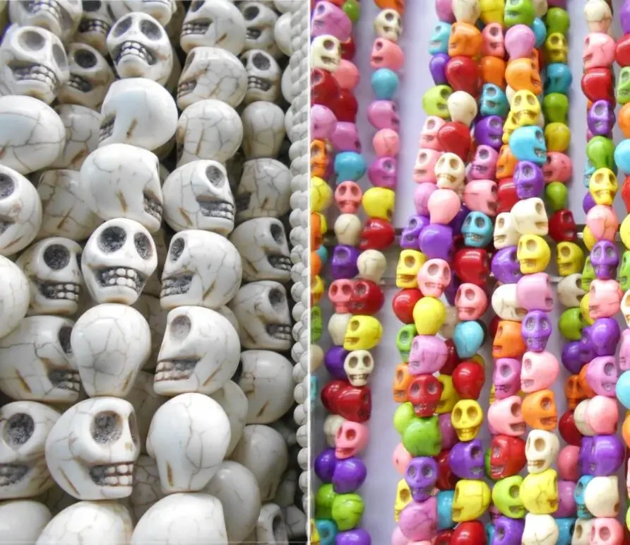 35 piece/lot 10*9*8mm / Mix Color Skull Stone Beads Jewelry Making Accessories Free Shipping