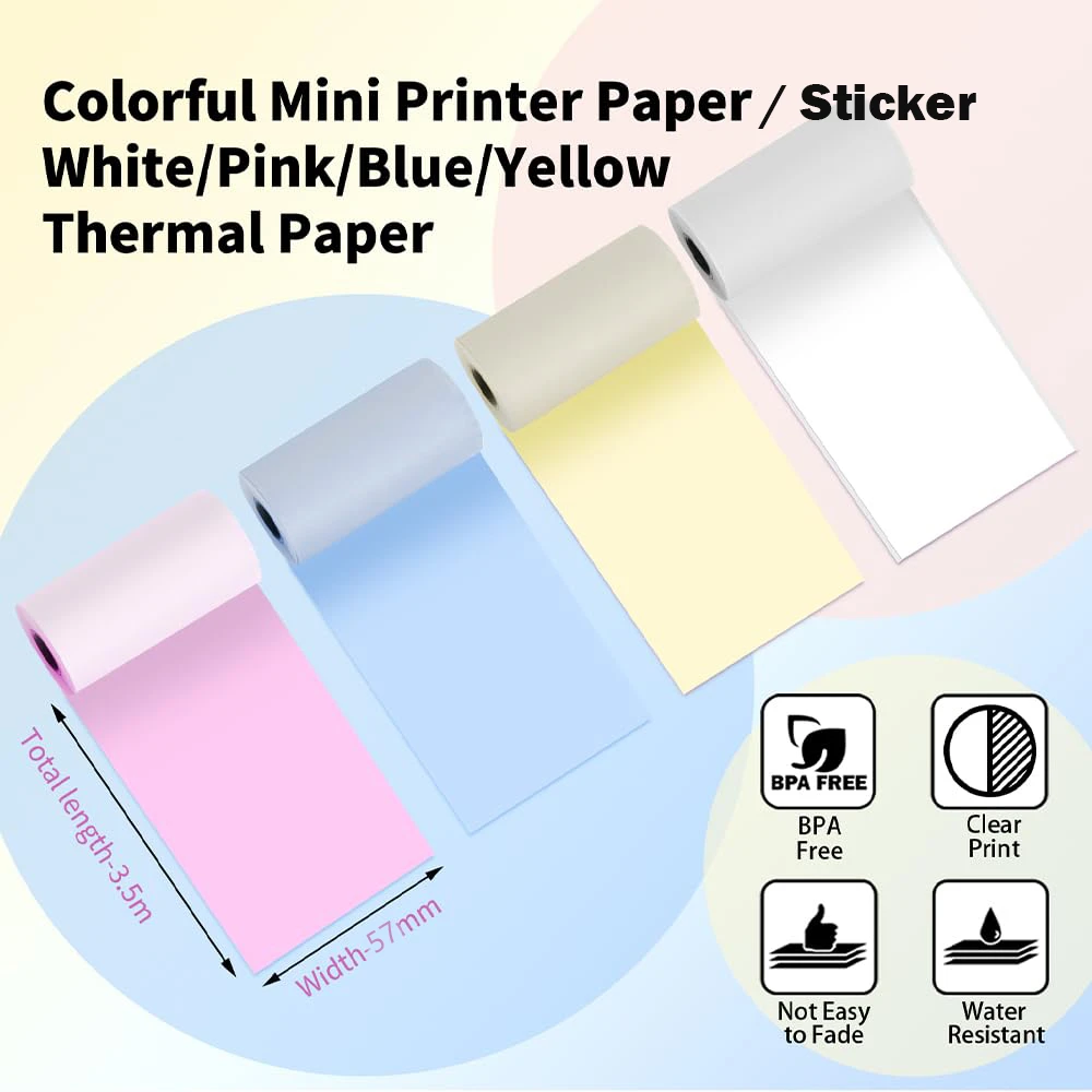 A6 Thermal Label Printer Paper White Color Sticker for Photo Printer 57*30mm Peripage Paperang Poooli Baypage Printing A8 P1 P2