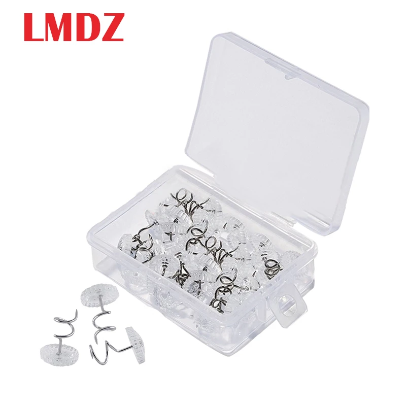 LMDZ 100/50pcs Clear Fabric Twist Pins Couch Chair Car Sofa Headliner Repair Loose Drapery Craft DIY Locating Pins With Box