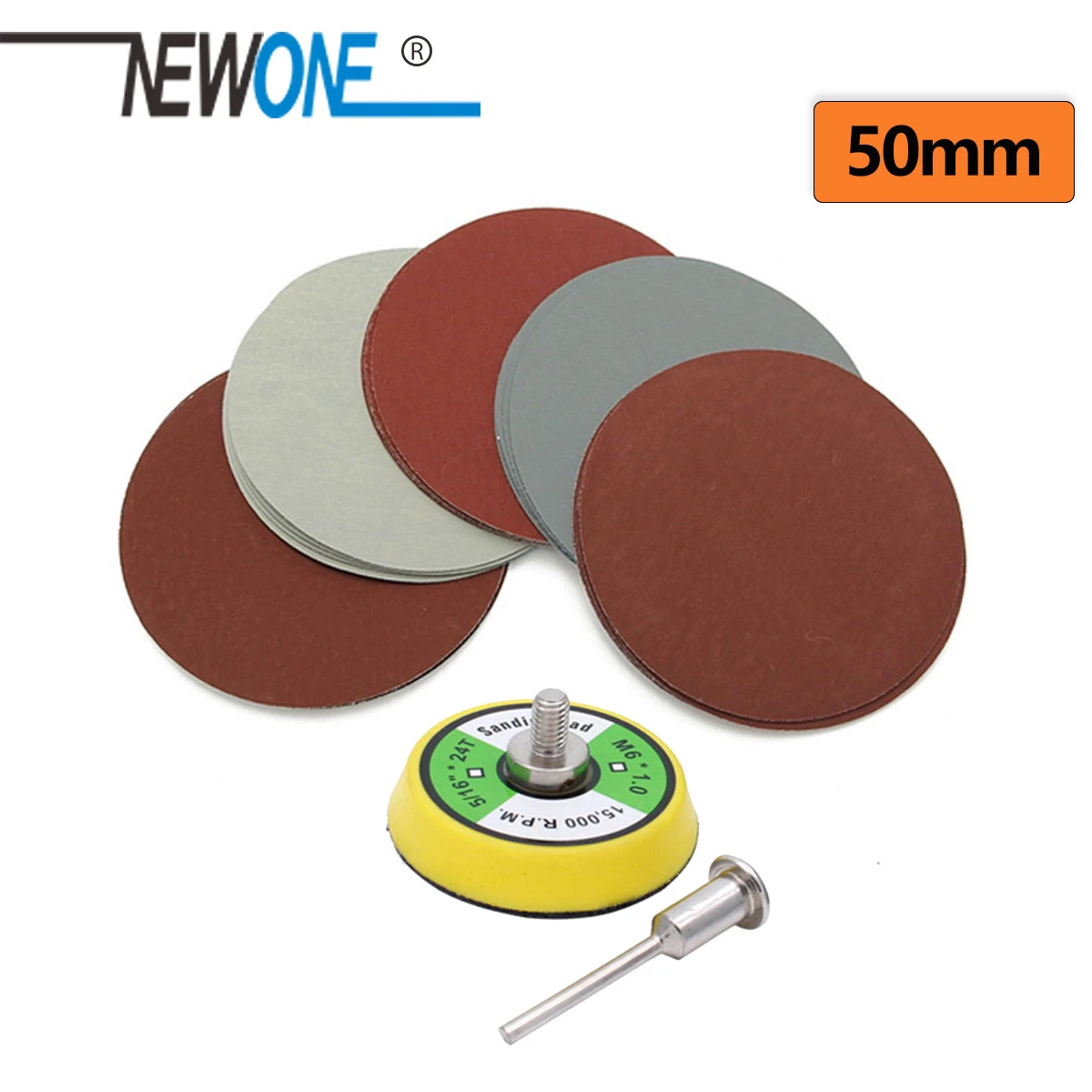 100pcs 2 inch 50mm Mix Sanding Sandpaper in Abrasive tool with 3mm Shank sanding Back-up Pad