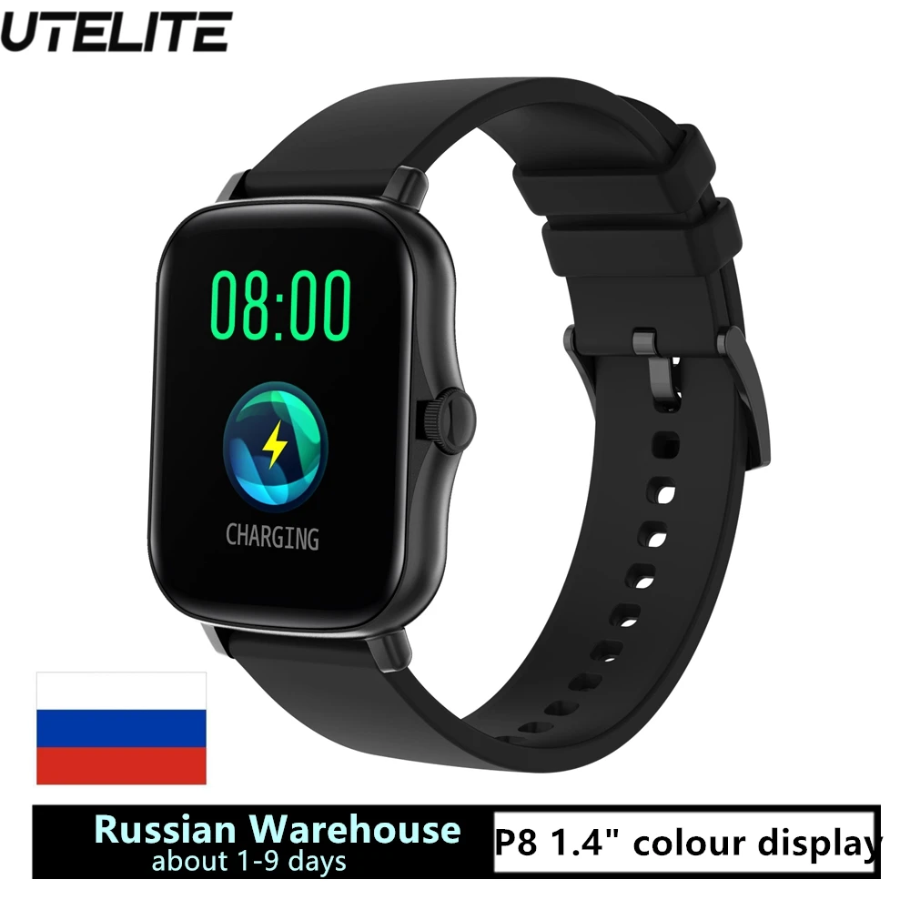 UTELITE P8 Smart Watch Men Women Heart Rate IP67 Waterproof Full Touch HD Display Screen GTS Band for IPhone Huawei Xiaomi Phone