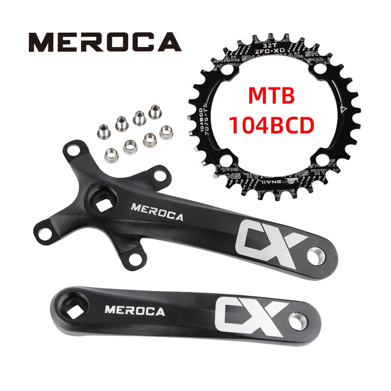 MEROCA Mountain Bike Square Hole Sprocket 104BCD 170mm MTB Crank 32/34/36/38/40/42T MTB Crankset Bicycle parts