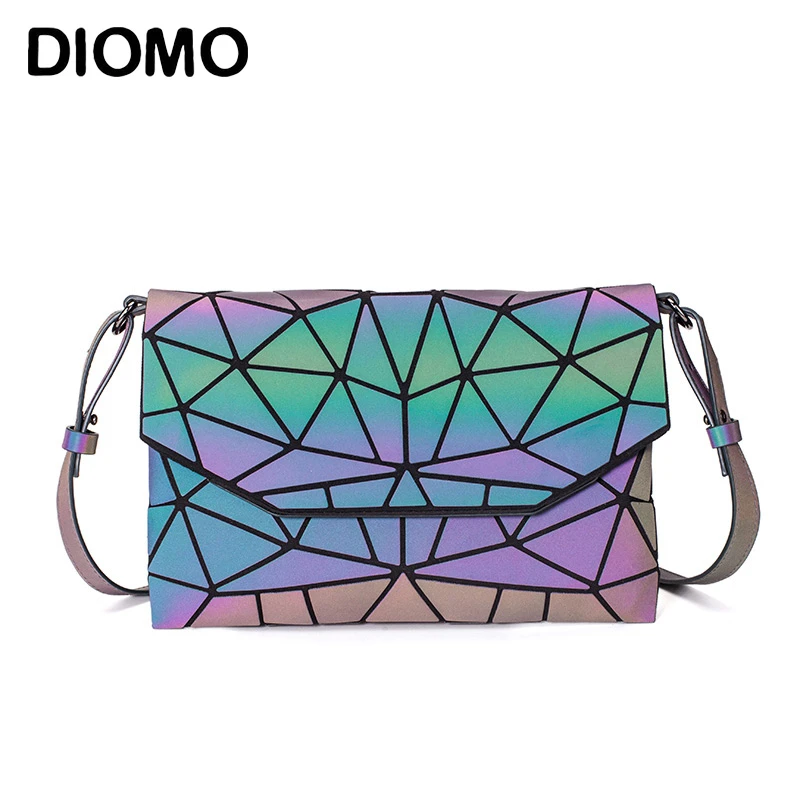 DIOMO Geometric Ladies Shoulder Messenger Bag Crossbody Bags for Women Luminous Reflective Small Purse Envelope Bag