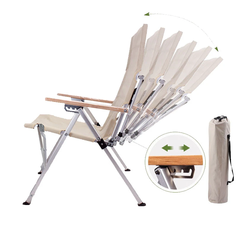 Outdoor Folding Chair Three-Speed Adjustable Long Back Chair outdoor camping recliner picnic beach Relaxation chair