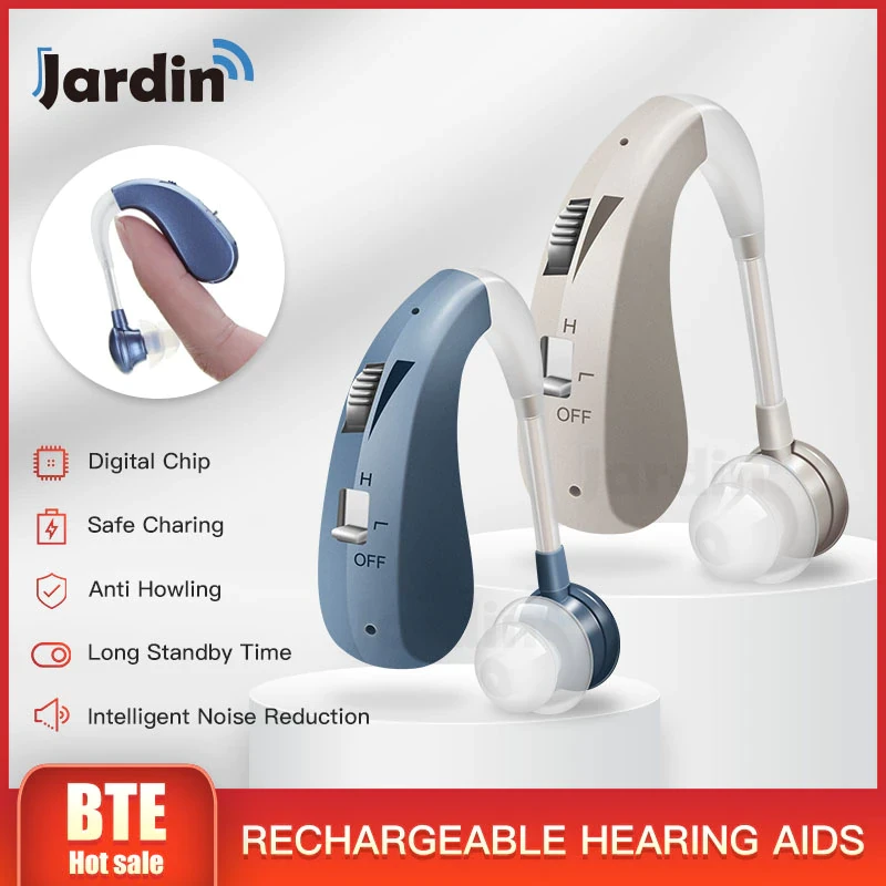 202s Rechargeable Hearing Aid Digital Sound Amplifiers Hearing Devices Wireless Ear Aids for Elderly Moderate to Severe Loss