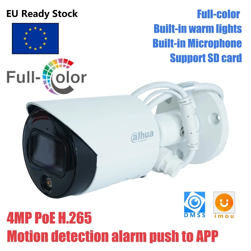 Dahua original 4MP Lite Full-color Fixed-focal Bullet Network IP Camera HFW2439S-SA-LED-S2