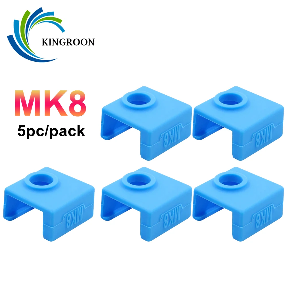 KINGROON 5pcs Silicone Sock Cover For MK7 MK8 Heated Block Case Silicone Insulation Cover For Anet a6 a8 i3 3D Printer Parts