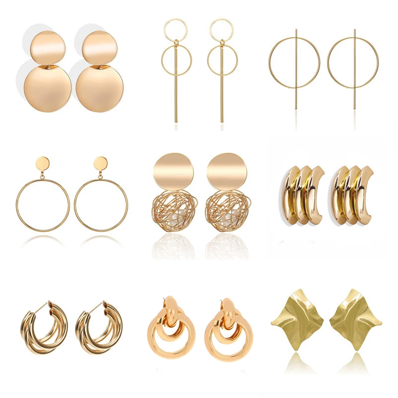 Fashion Statement Earrings Metal Round Geometric Earrings For Women Hanging Dangle Earrings Drop Earing Modern Jewelry Punk