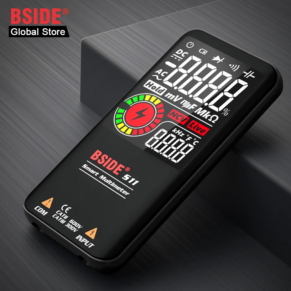 BSIDE S10 / S11 Digital Smart Multimeter Color LCD Display 9999 Digital DC AC Voltage Capacitor Ohm Diode NCV Hz Tester DMM