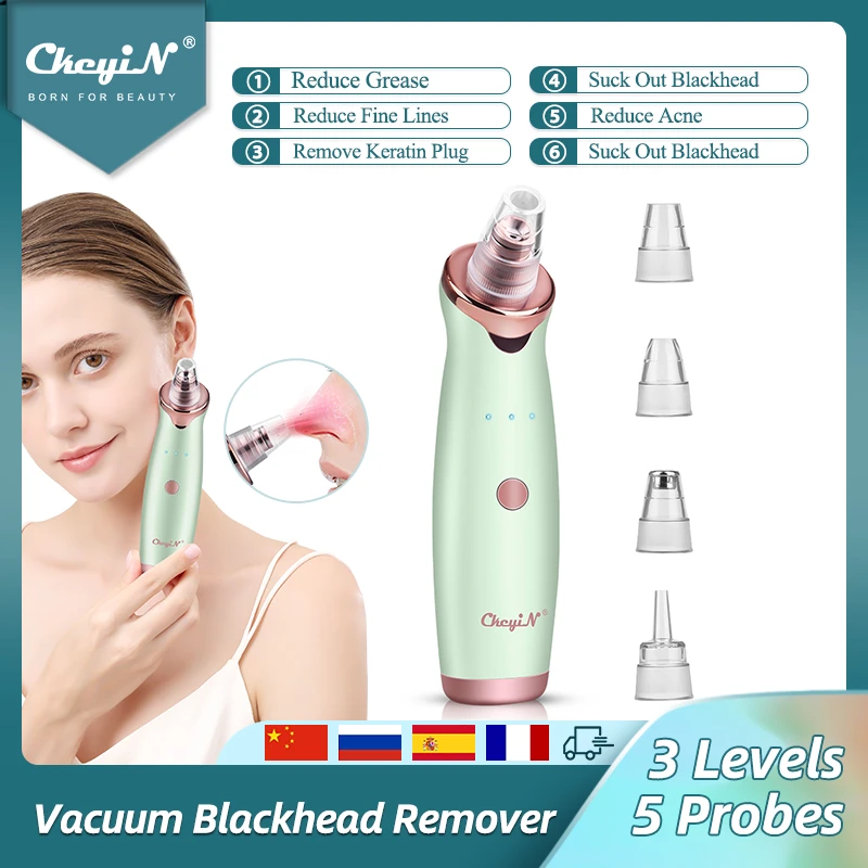 CkeyiN Electric Vacuum Suction Cleaner Face Cleaning Blackhead Remover Facial Cleansing Machine Pore Cleanser Acne Removal Skin
