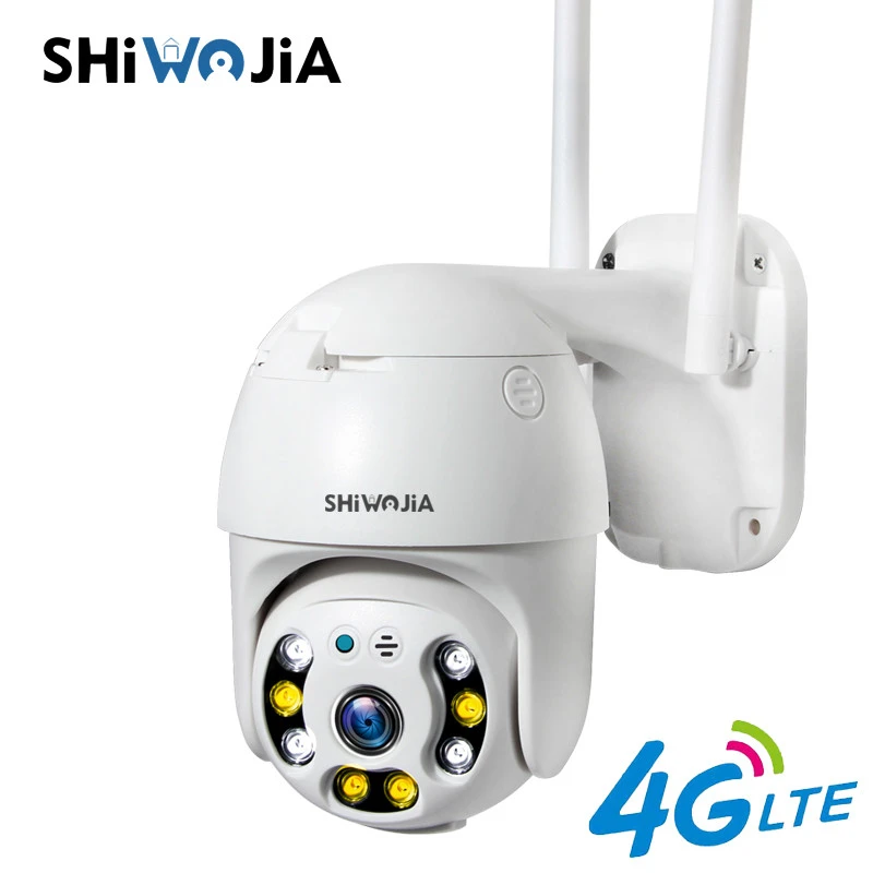 SHIWOJIA Smart IP Camera PTZ Dome 4G SIM LTE Video Surveillance Outdoor Ecurity Monitor 1080P H.265X CCTV Camera SD Card