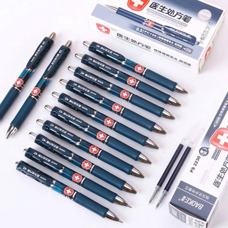 1pcs 0.5mm Doctor Gel Prescription Pen Refill Large Capacity Blue Black Ink Pen Writing Stationery Office School Supplies