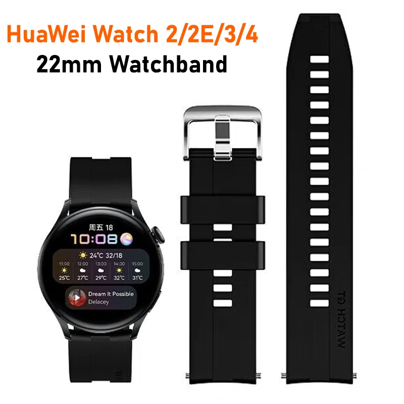 22mm Watch Strap For Samsung Galaxy Watch 3 45mm 46mm Silicone Smartwatch Bracelet Huawei Watch gt 2 2e pro Strap