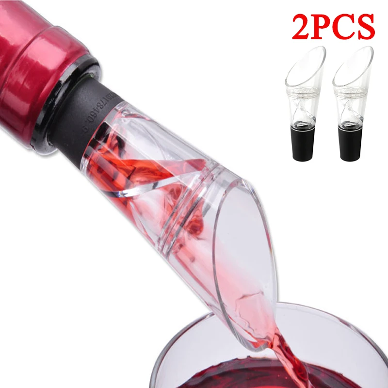 2pcs Quick Decanter White Red Wine Bottle Drop Stop Top Stopper Dumping Funnel Aerator Pourer Premium Aerating Decanter Spout