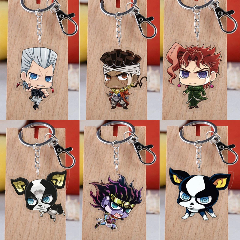 Anime JOJO Bizarre Adventure Keychain Cartoon Figure Acrylic Pendent Keyring