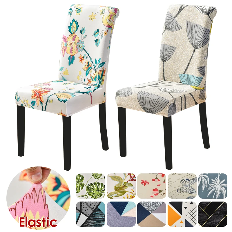 Dining Chair Cover Spandex Elastic Pastoral Print Modern Slipcovers Furniture Cover Kitchen Wedding housse de chaise 1/2/4/6PCS
