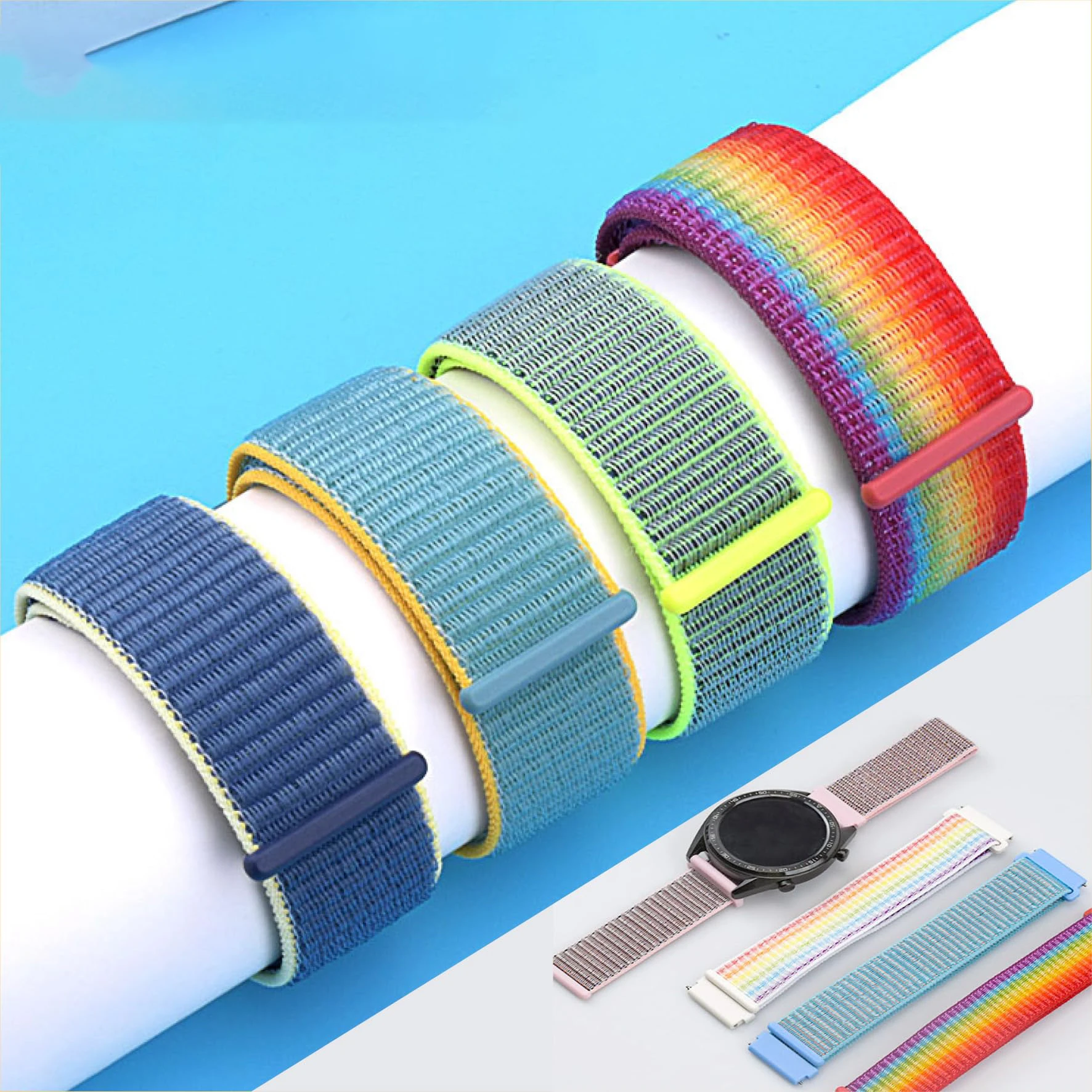 20mm/22mm band For Samsung Galaxy Watch 4/Classic/3 45mm/46mm/42mm/active 2/Gear S3 Nylon Bracelet Huawei watch GT 2 pro strap