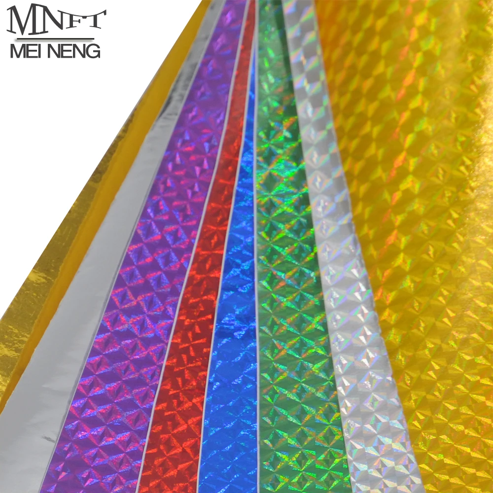 MNFT 6pcs 10*20cm Holographic Adhesive Film Flash Tape For Lure Making Fly Tying Materail Metal Hard Baits Change Color Sticker