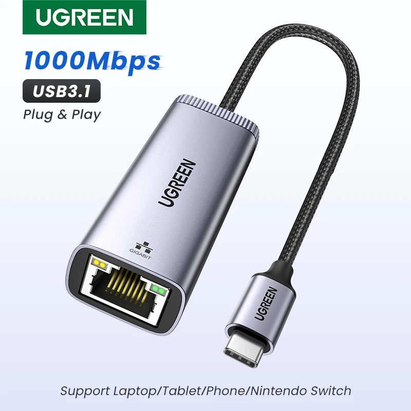 UGREEN USB C Ethernet Network Adapter USB to RJ45 USB Ethernet Adapter for Laptop Macbook Samsung S20 USB Ethernet Network Card