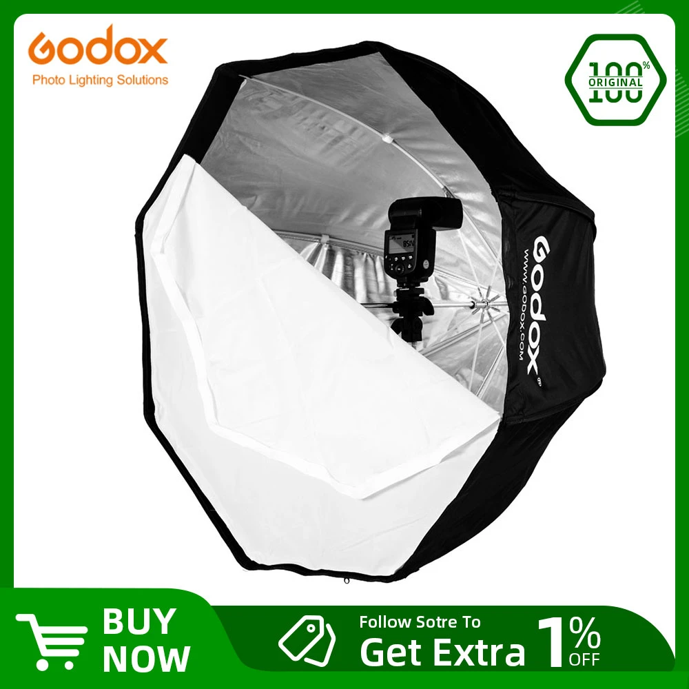 Godox 120cm 47in Portable Octagon Softbox Umbrella Brolly Reflector for Speedlight Flash