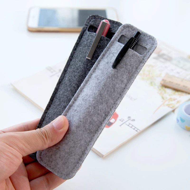 High Quality Small Felt Pen Pouch Holder Single Hole Roller Ballpoint Fountain Pens Pencil Case Bags School Office Stationery
