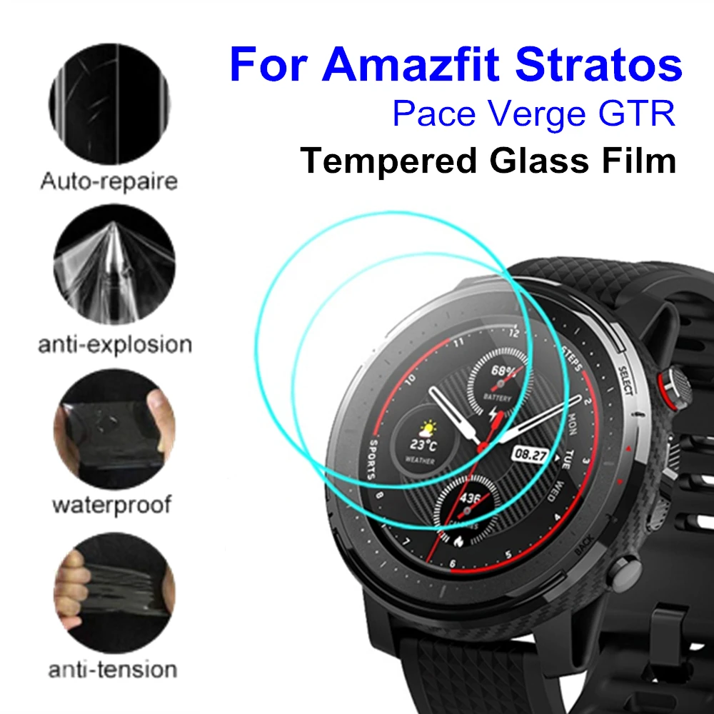2pcs TPU Screen Protector Film Cover For Amazfit Stratos 3 2 HD Tempered Glass Protective Film For GTR 47mm 42mm Smart Watch