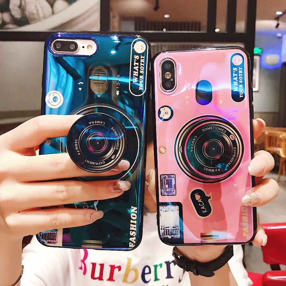 Camera Pattern Soft Silicone Case for Samsung S20 S21 Note 20 Ultra Note 10 Plus A22 A32 A42 5G A12 A02S Case with Kickstand
