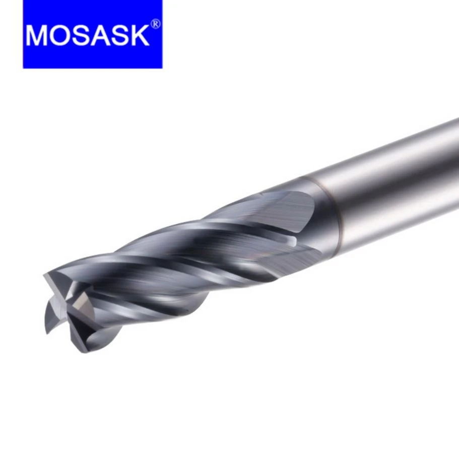 MOSASK 1PCS 4 Flute HRC45 3mm 2mm 4mm Molding Tools Tungsten Carbide Steel Milling Cutter End Mills