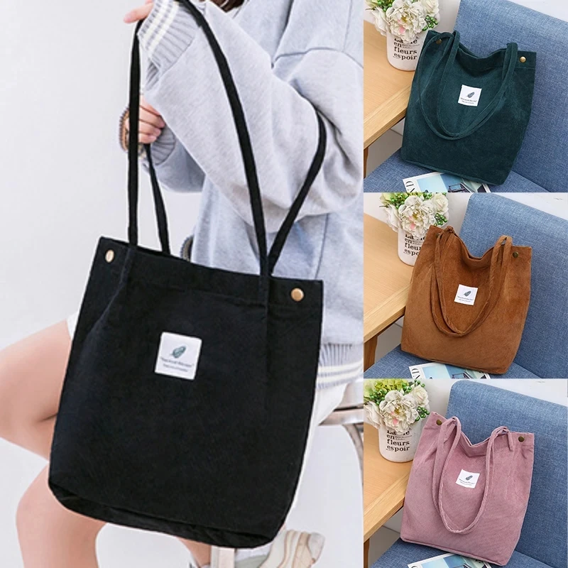 Bags for Women 2021 Corduroy Shoulder Bag Reusable Shopping Bags Casual Tote Female Handbag for A Certain Number of Dropshipping