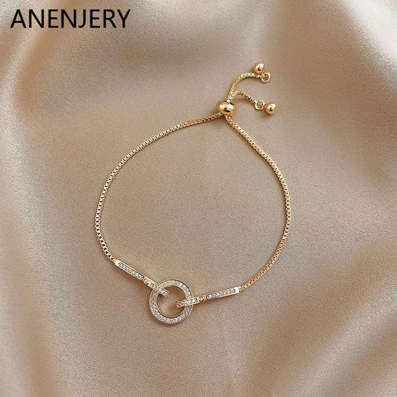925 Sterling Silver Micro Inlaid CZ Circle Snake Chain Bracelet for Women Geometric Party Jewelry Gifts S-B442
