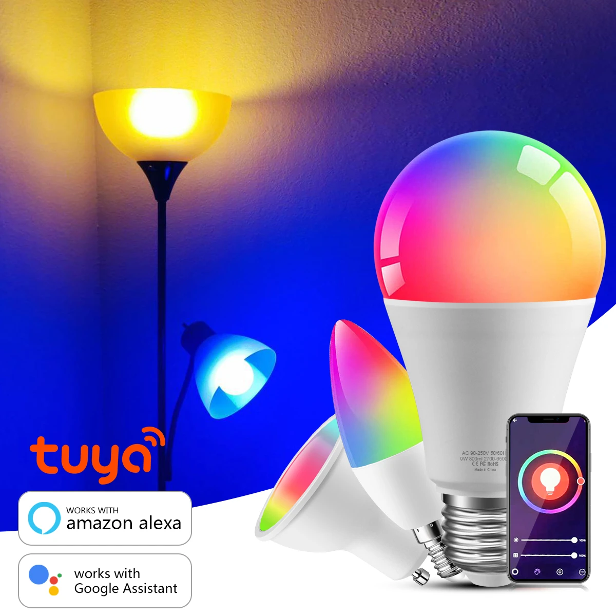 Tuya Smart lamp WIFI LED light Bulb Smart Life RGB Bluetooth Smart Home House Bulb Compatible Alexa Google Home Assistant