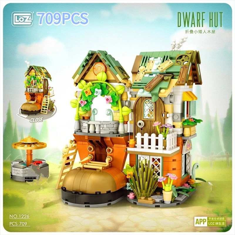 709 Pcs+LOZ MINI Blocks/loques Funny Folding Toys Forest Cabin/dwarf Huf Model Diy Toys for Kids Office Exhibition Small Toys