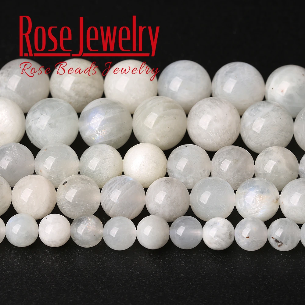 A+ Natural Stone Beads Blue Moonstone Beads Round Loose Stone Beads For Jewelry Making DIY Bracelet Necklace 15