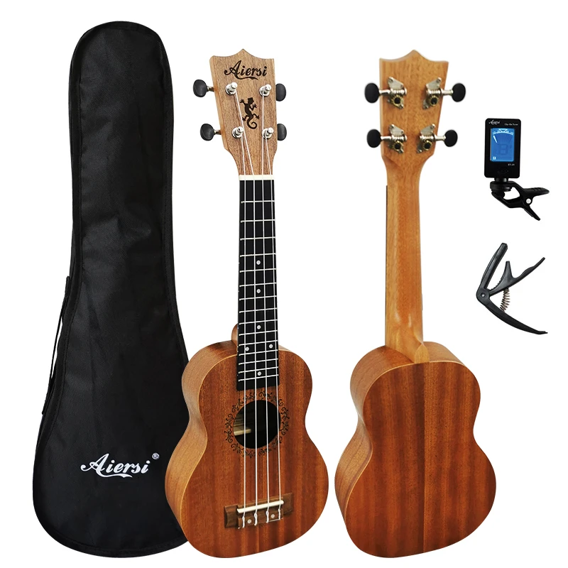 Aiersi full pack 21 inch ukelele mahogany Soprano gecko ukulele guitar musical gifts instrument 4 string Hawaiian mini guitarra