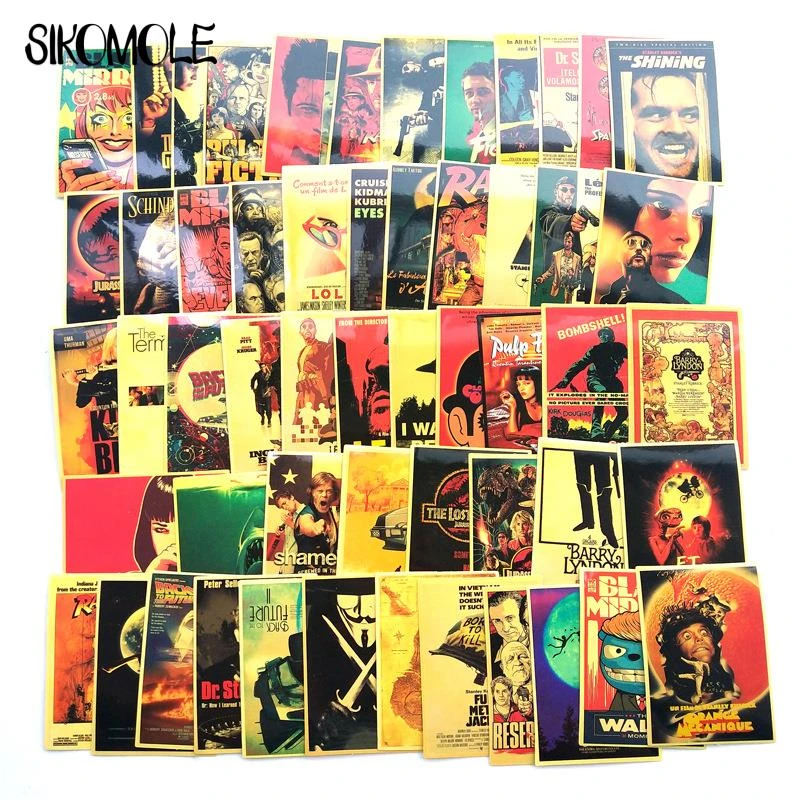 54pcs Classic Movie Stickers For Luggage Laptop Art Painting Kill Bill Pulp Fiction Poster Stickers Waterproof Skateboard Toy F3