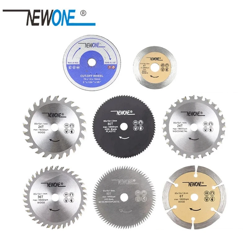 NEWONE 10mm Nitride Coating HSS Mini Circular Saw Blade Wood/Metal Cutter 60T/80T TCT Wood Cutting Disc Saw Blade