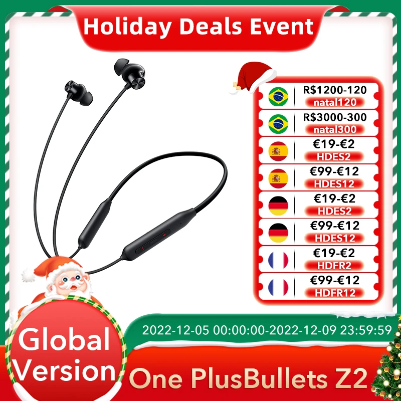 OnePlus Bullets Wireless Z Earphones Bass Edition Global Version Warp Charge Magnetic Control IP55 Quick Switch Sport Headsets