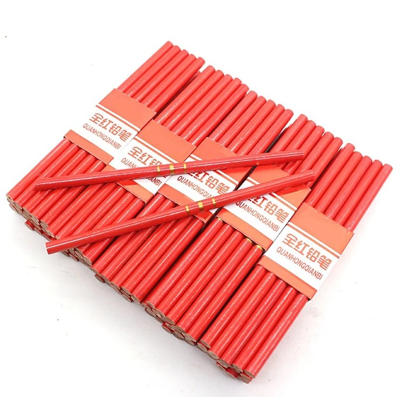 1/10PCS Carpenters Pencils Black/Red Lead For DIY Builder Joiners Woodworking Black Thick Core Flattened Ellipse Mark pen Pencil