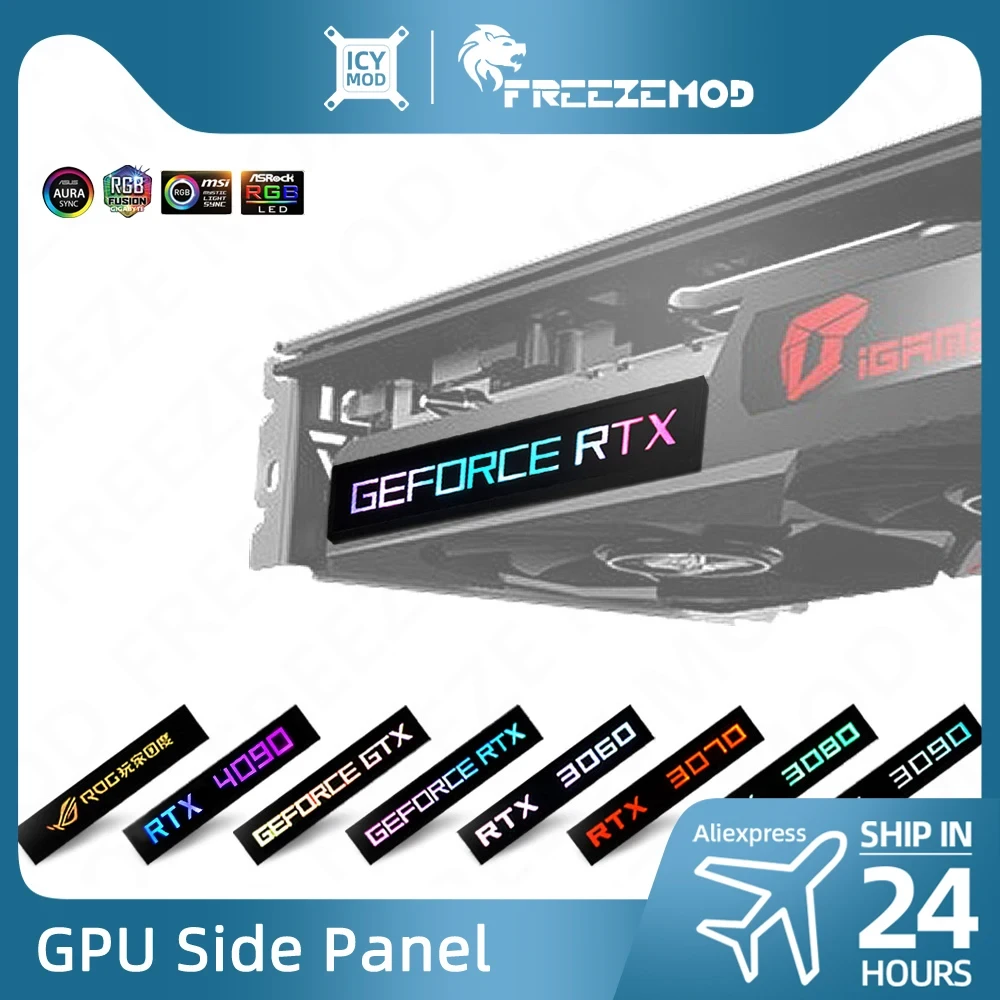 FREEZEMOD GPU Side Panel RTX3090 GTX ROG PC Decoration Video Card Plate Faith Lamp Water Cooler AURA SYNC Liquid Cooling ARGB