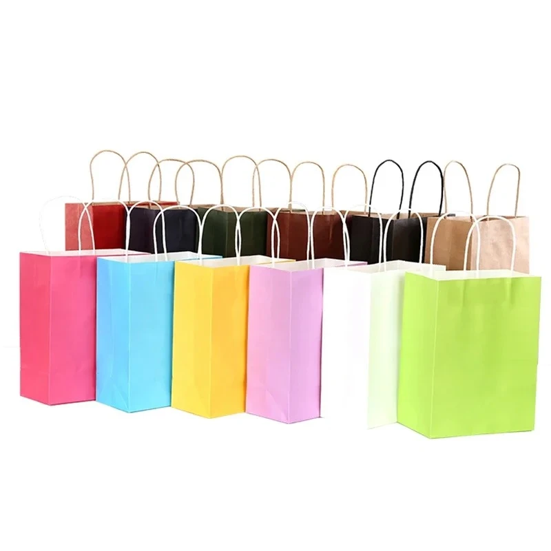 10/30/80pcs kraft paper bag with handles Festival gift bag High Quality shopping bags