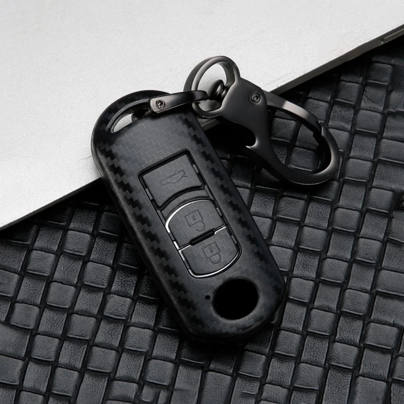 Carbon car key cover key case For Mazda 2 3 6 Axela Atenza CX-5 CX5 CX-3 CX-7 CX8 CX-9 2016 2017 2018  2/3 Buttons Auto Bag