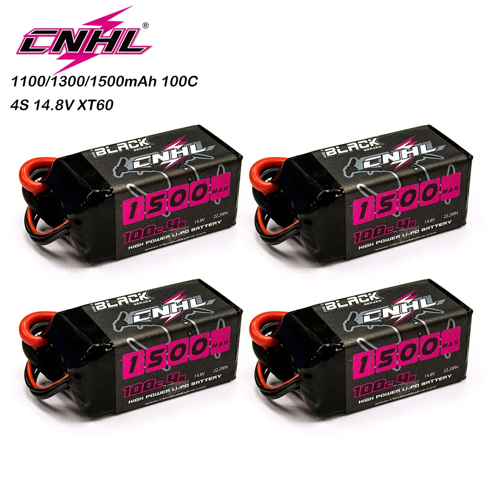 4PCS CNHL Lipo 4S 1500mAh Battery 14.8V 100C 120C With XT60 Plug For RC FPV Helicopter Airplane Quadcopter Drone Car Part Boat