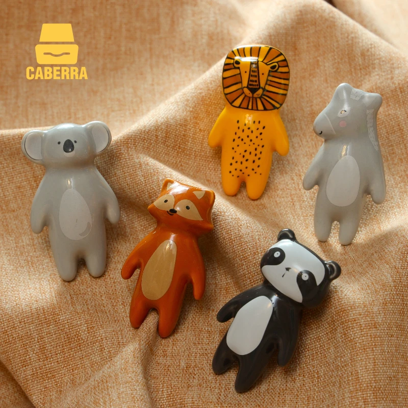 Cartoon Furniture Handles Animal Drawer Knob Ceramic Drawer Knobs Handles for Cabinets and Drawer Lion Panda Fox Children Handle