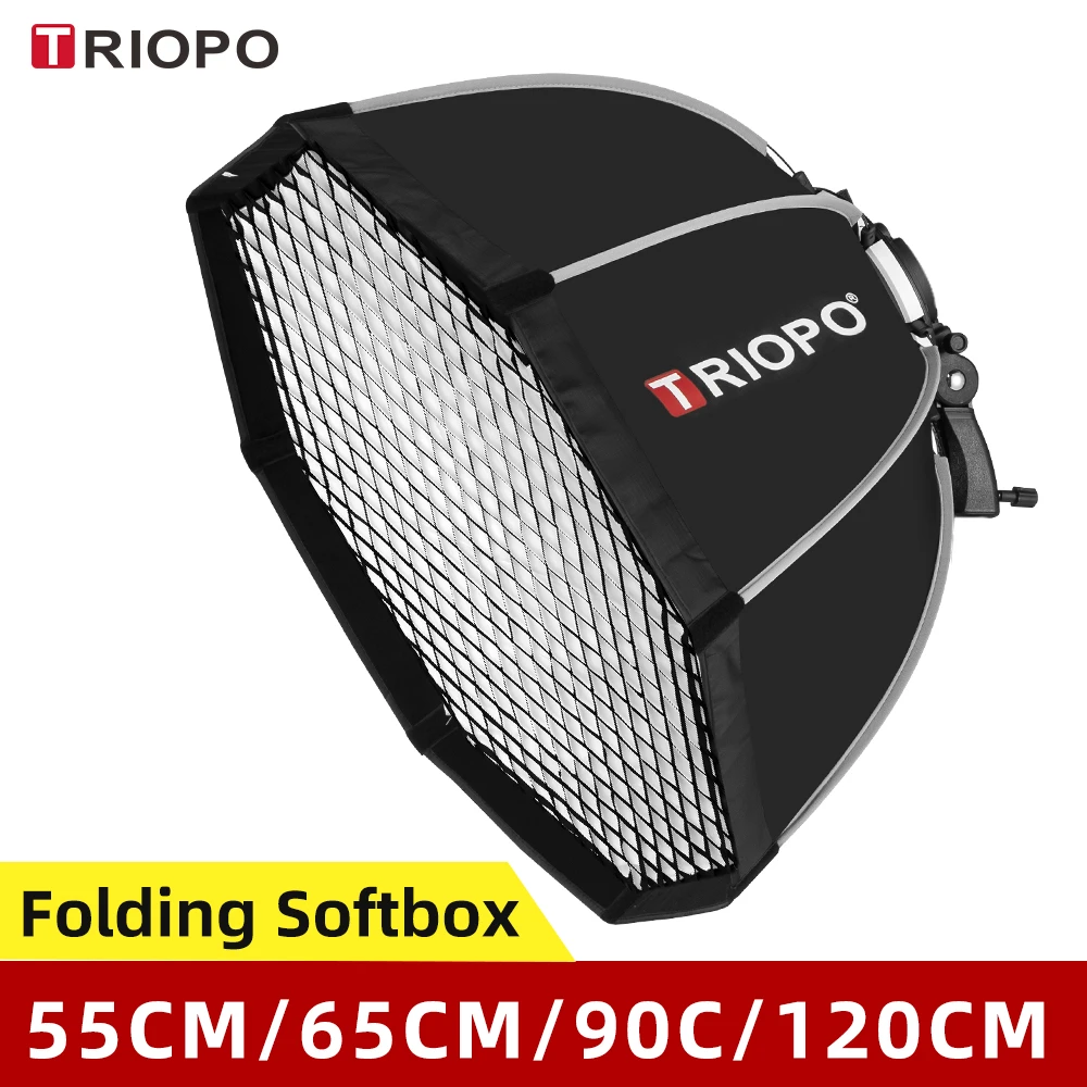 Triopo 55cm 65cm 90cm 120cm Speedlite Portable Octagon Umbrella Softbox + Honeycomb Grid Outdoor Flash Soft Box for Canon Godox