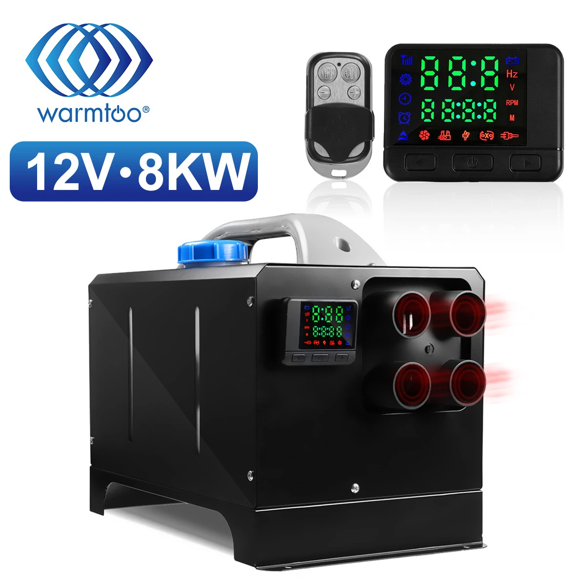 Warmtoo 12V 8KW Car Heater All in One Heating Diesel Air Heater LCD Monitor Parking Warmer Quick Heat For Truck Bus Motorhome