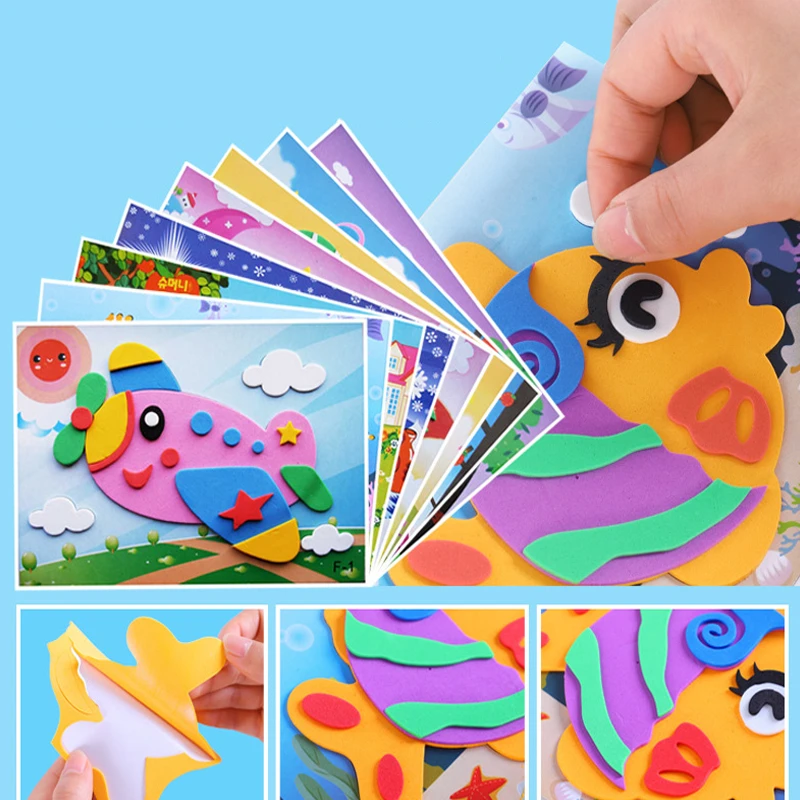 Kids DIY Cartoon Animal 3D EVA Foam Sticker Puzzle Handmade Early Learning Educational Toys for Children Craft Gift