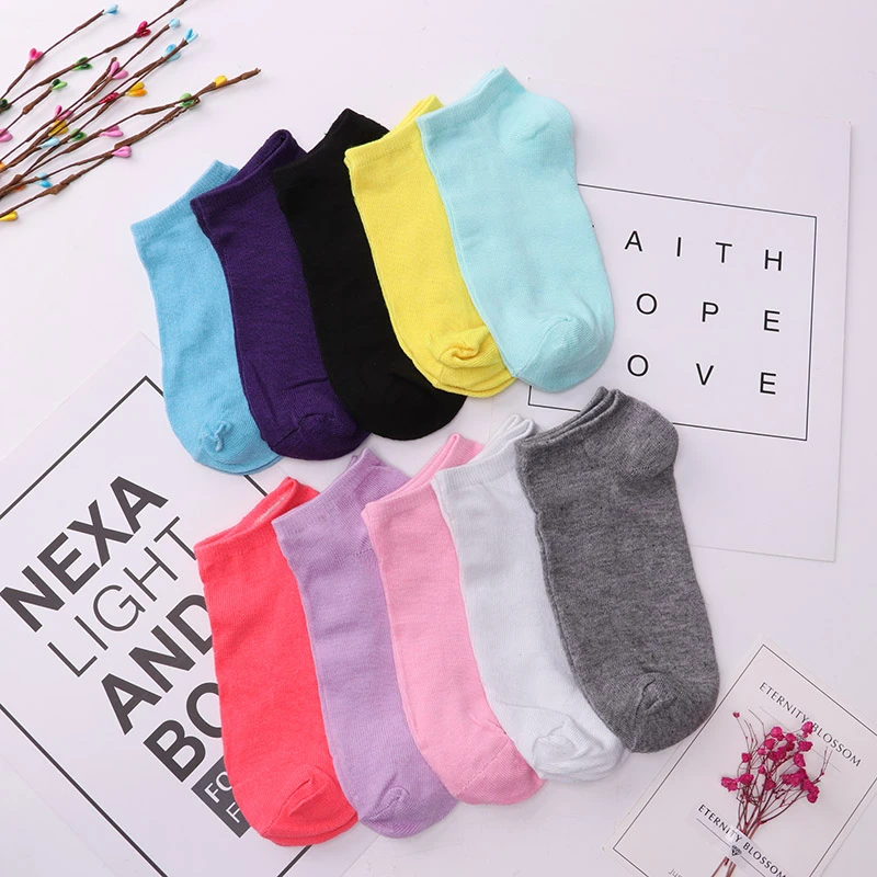 20pieces=10pair/lot Candy Colors Women Ankle Socks Funny Cute Solid color Boat Socks Womens Lady Girl Art Sock Short Sox