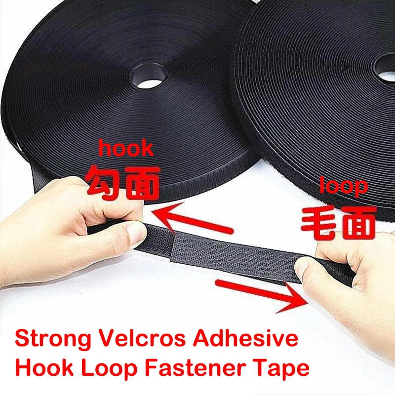 5Meter/lot 16/20/25/30/38/50/100/150mm Hook and Loop Fastener No Glue Velcros Tape Strip Nylon Black White Velcros Sewing DIY